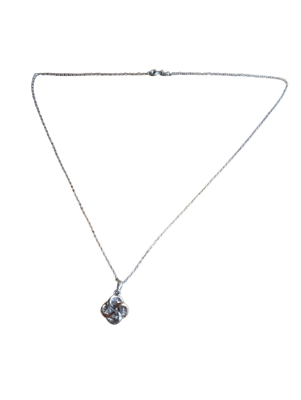 Vintage IBB signed 925 sterling silver necklace w/ bi-color CZ pendant 9 inch